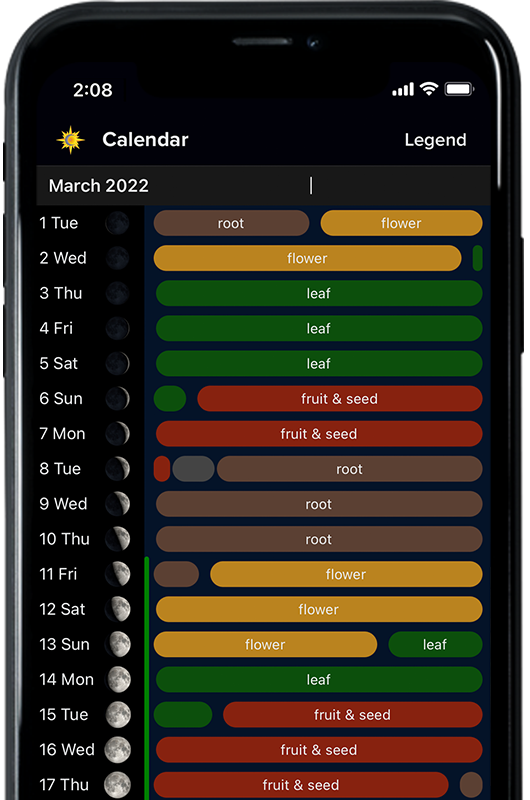 Eden's Almanac Biodynamic calendar app