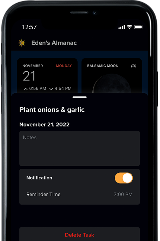 Eden's Almanac Biodynamic calendar app